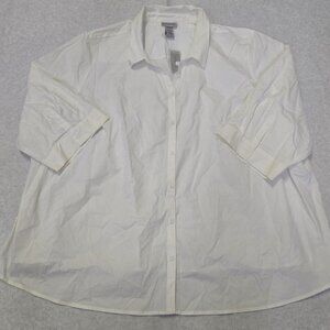 Catherines Women's 30/32W 4X White NWT Button Up Dress Professional Shirt